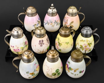 10 Mt. Washington Egg-Based Milk Glass Syrup Pitchers