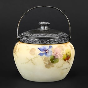 Victorian Satin Opaque Glass Biscuit Jar