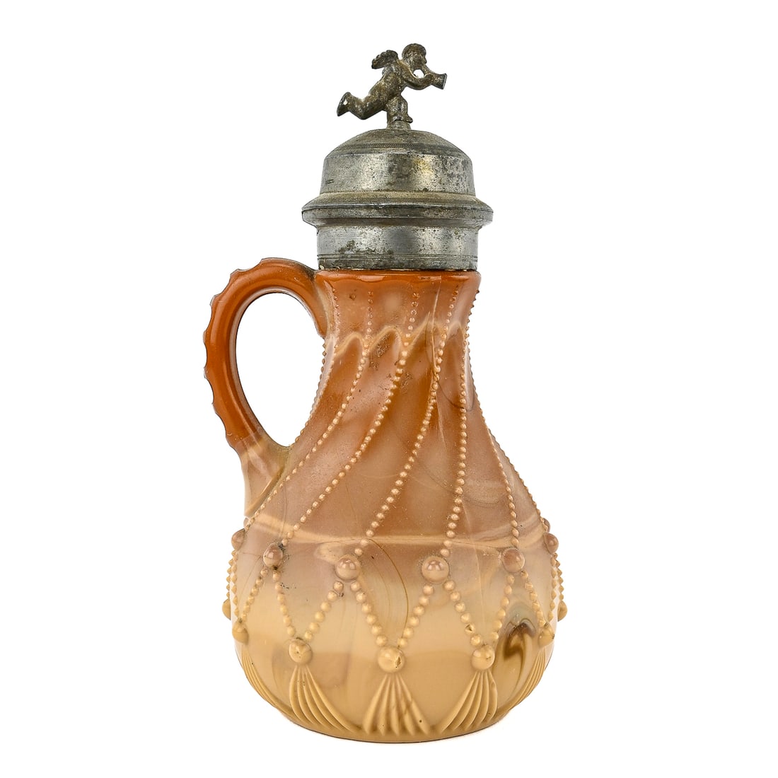 Greentown Chocolate Glass "Cord Drapery" Syrup Pitcher (1 of 7)