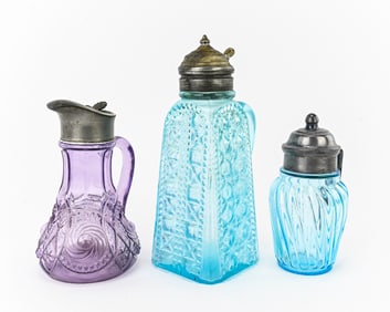 Five Pressed Glass Pieces with Varied Patterns