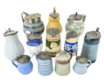 12 Pcs English Jasperware & Stoneware