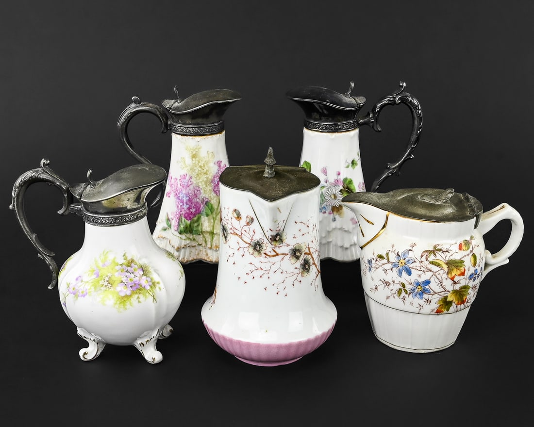 5 Bavarian & KFM Porcelain Syrup Pitchers (1 of 11)