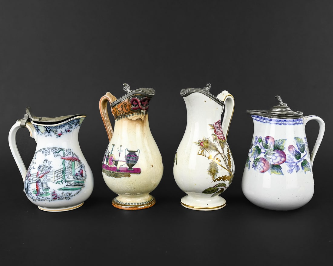 4 Decorated Porcelain Syrup Pitchers (1 of 8)