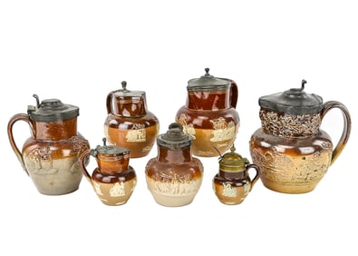 7 Royal Doulton Stoneware Syrup Pitchers