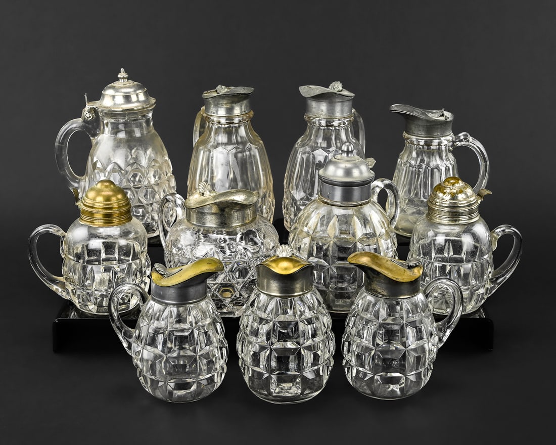 11 Pressed Pattern Glass Syrup Pitchers (1 of 10)