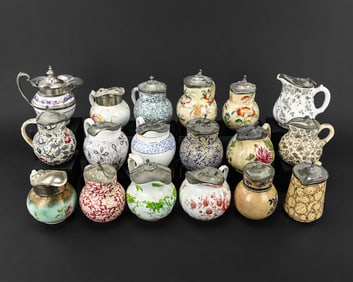 18 Floral Earthenware Syrup Pitchers