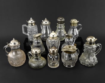 12 Molded Glass Syrup Pitchers