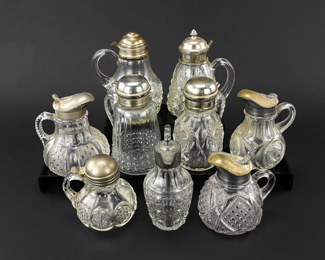 9 Pressed Glass Syrup Pitchers (1 of 8)