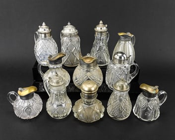 12 Pressed Glass Syrup Pitchers