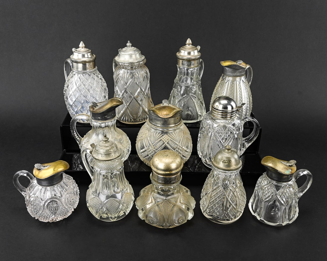 12 Pressed Glass Syrup Pitchers (1 of 8)