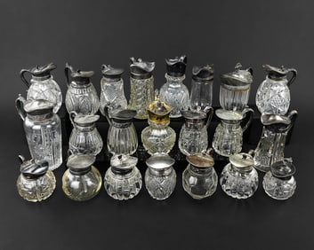 22 Pressed Pattern Glass Syrup Pitchers