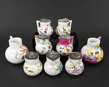 9 Floral Porcelain Syrup Pitchers