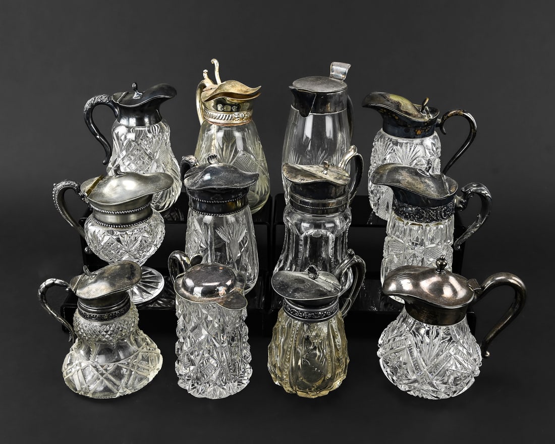 12 Silver Plate Cut Glass Syrups (1 of 8)