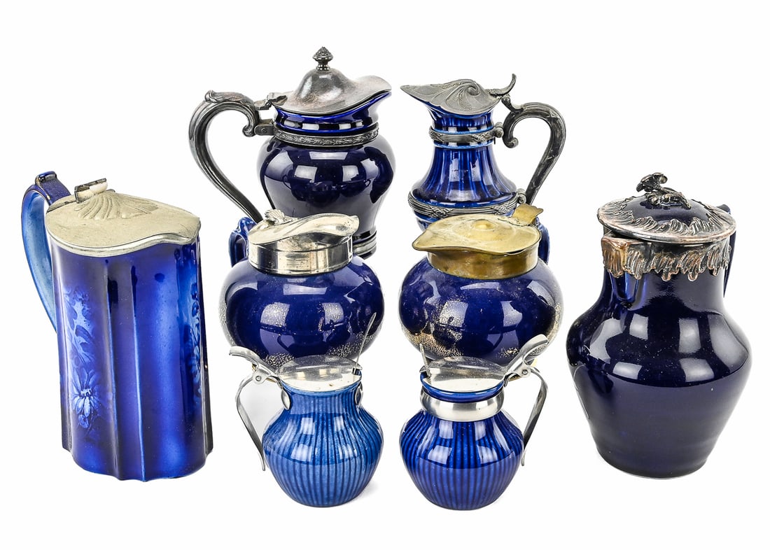 8 pieces of blue pottery largesy peice with floral decoration 6 (1 of 10)