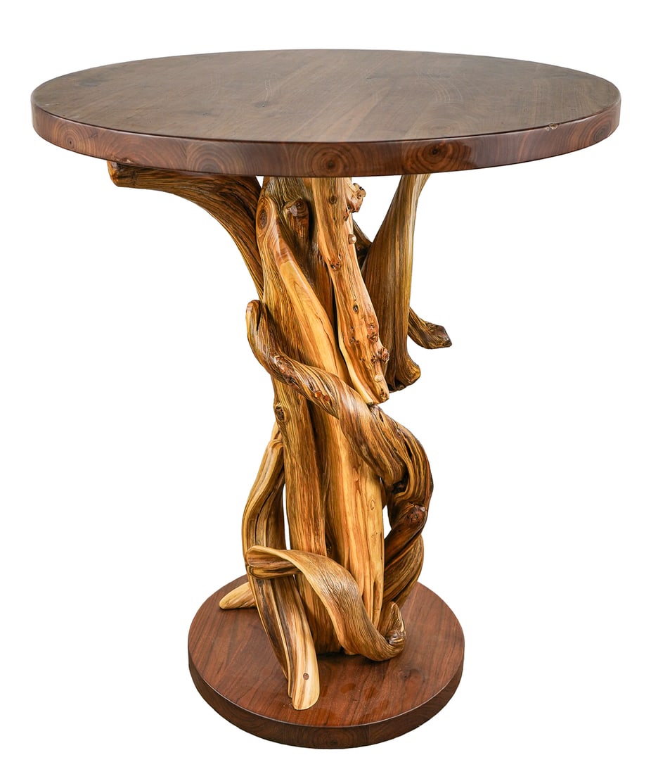 Walnut Center Display Table with Live Wood Pillar (1 of 7)