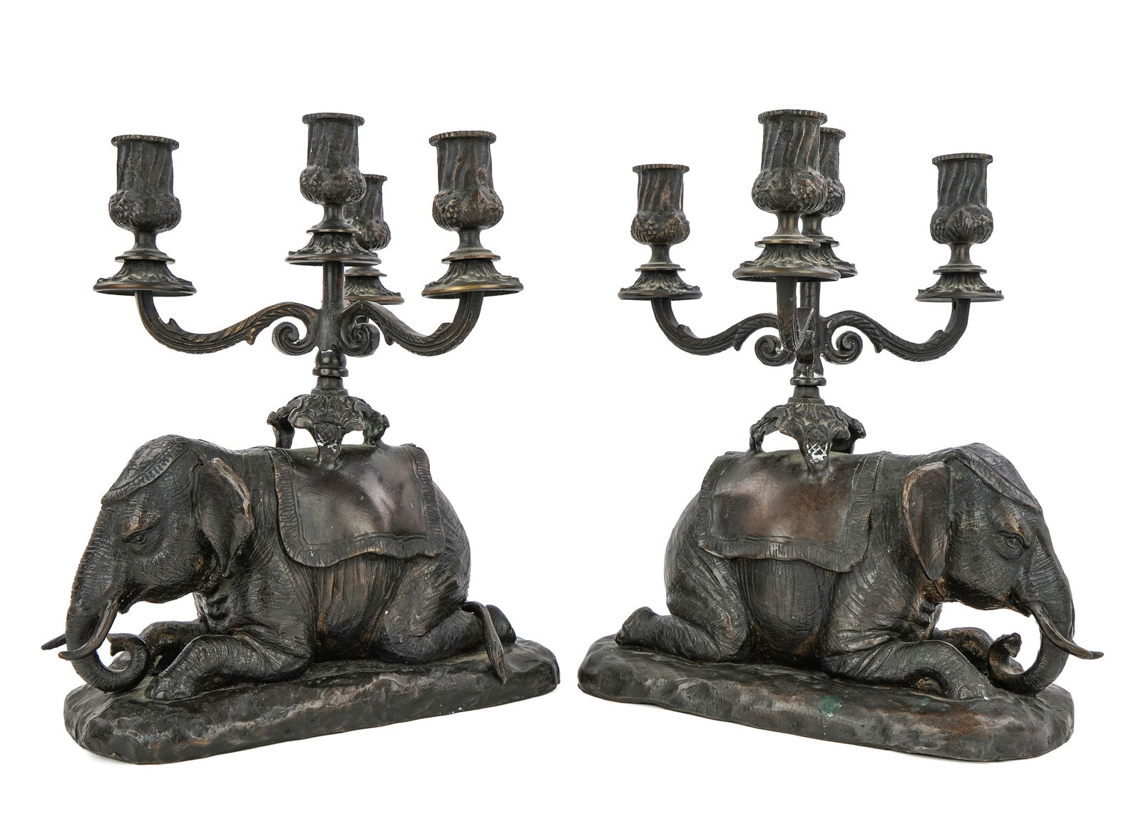 Pair of Chinese Bronze Elephant Candelabra (1 of 5)