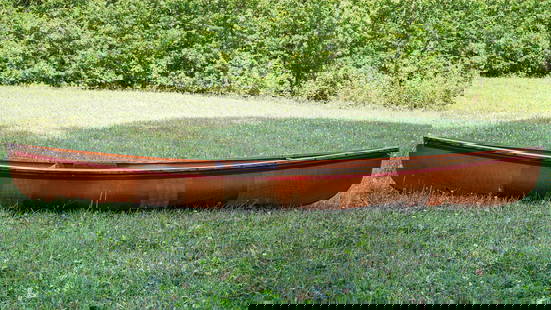 Peter Hornbeck Adirondack Canoe: Peter Hornbeck (NY 1943-2020) hand built Classic 12 Kevlar ultralight Adirondack solo canoe, weight approx 18 lbs, overall length 12' 2", a small section of the gunnel strip is punky and cracked, like