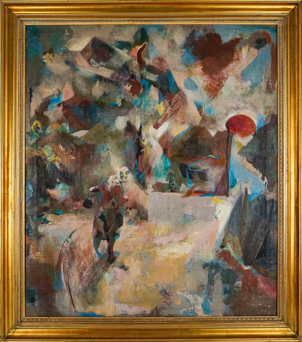 Avery Handly (AM 1913-1958) Dolla Babe on her way to Hell: Avery Handley (American 1913-1958) Dolla Babe on her way to hell - oil on canvas 32 x 28" 39 x 34.5" - Handley graduated from the Wallace University School and Vanderbilt University and received his f