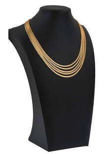 Modern 14k 5 Strand Choker: Modern 14k yellow gold choker necklace with 5 graduated hinged strands. Shortest is 16". 54.68 grams t.w.
