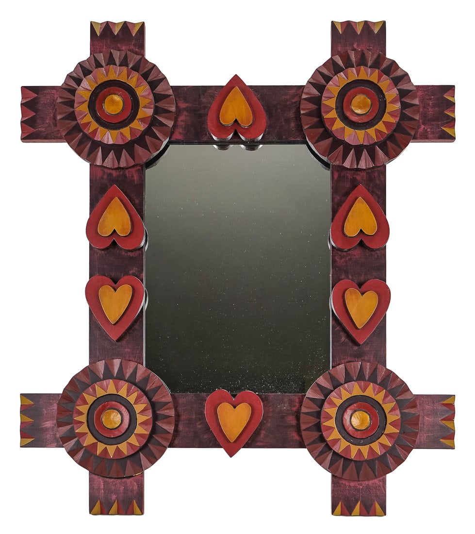 Warren Kimble (VT 1935-) Tramp Art Style Mirror (1 of 5)