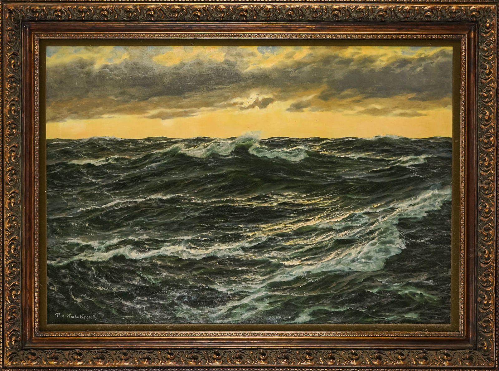 Patrick Von Kalckreuth (DE 1892-1970) Seascape: Patrick Von Kalckreuth (German 1892-1970) Seascape oil on canvas signed lower left 28 x 40" 36 x 48" as framed. Kalckreuth frequently spent summers by the North Sea in Cuxhaven. His works generally fe