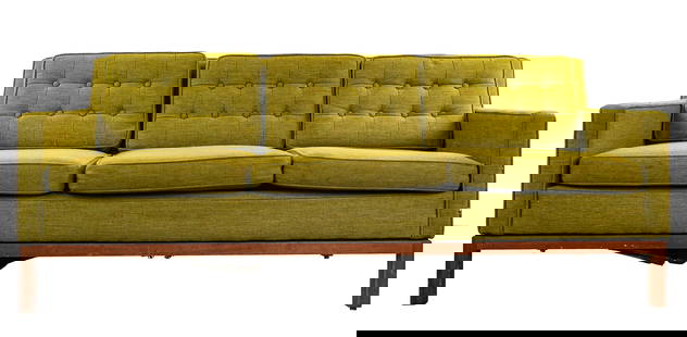 Circa 1965 Green Tweed Modern Sofa: Circa 1965 Green Tweed mid century modern sofa - minor repairs- 29 x 72 x 29"