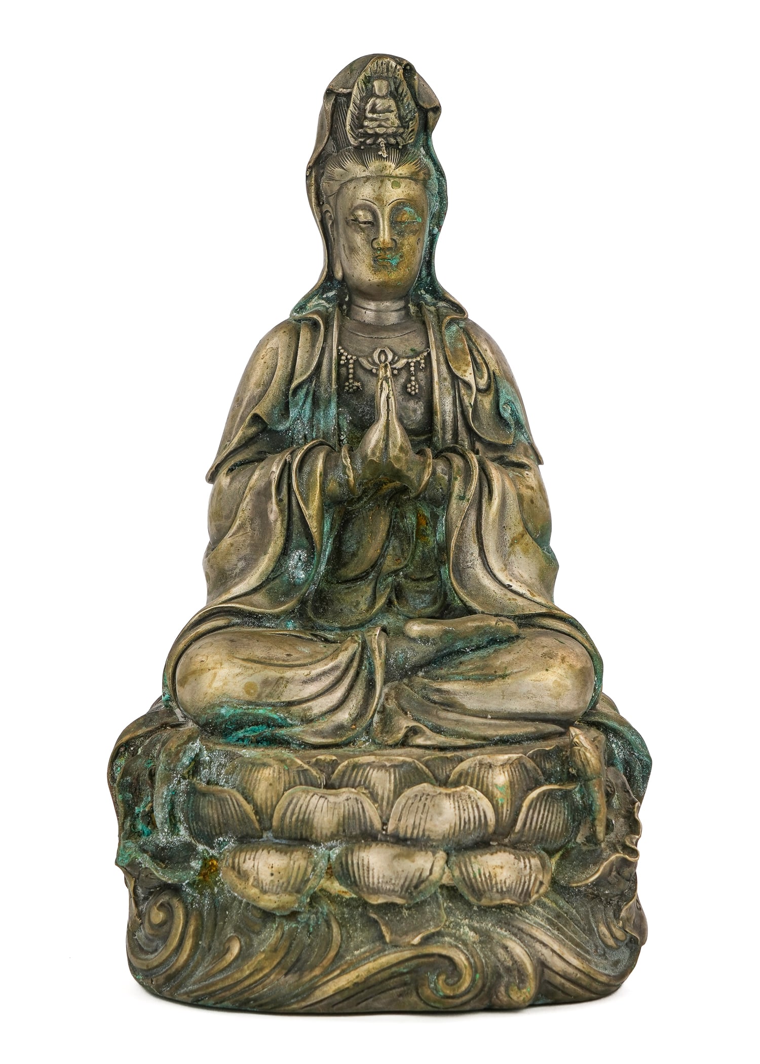 Chinese Pewter over Brass Bodhisattva (1 of 8)