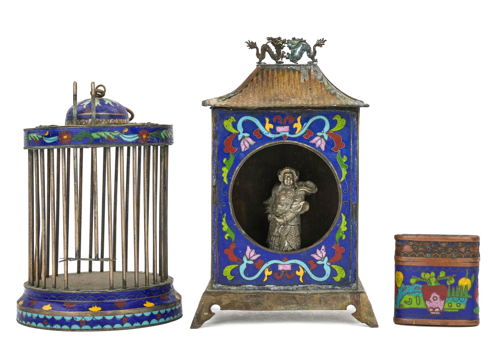 Early 20th c Cloisonne Shrine, Cricket Cage (1 of 8)