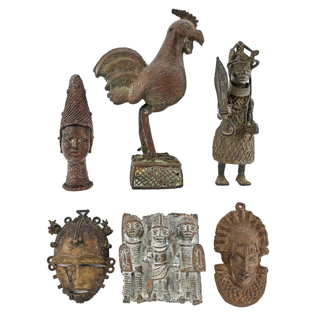 20th c African Benin Bronze Figures (1 of 12)