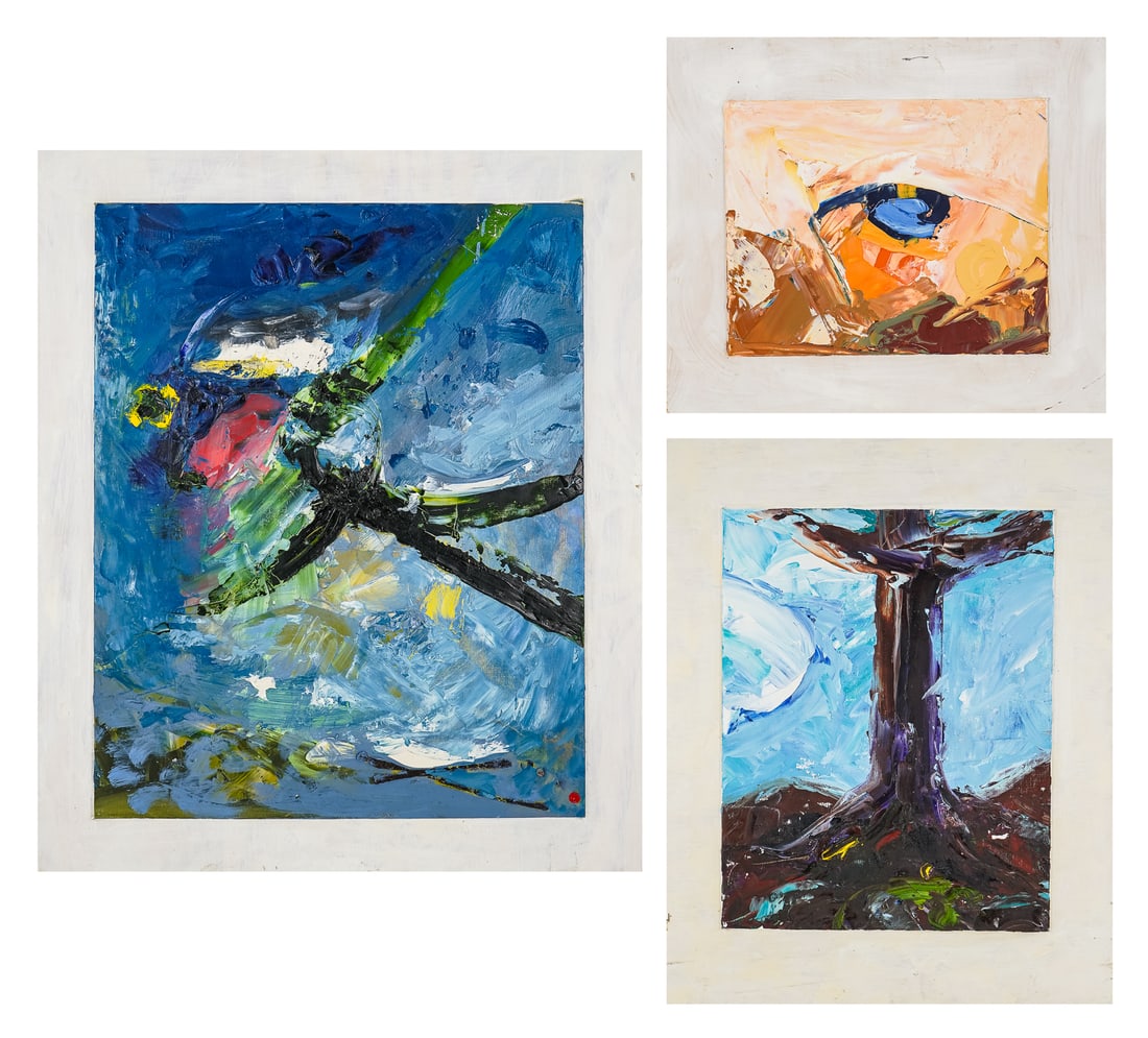 Warren Bolon (AM 20th c) Three oil on board abstractions (1 of 7)