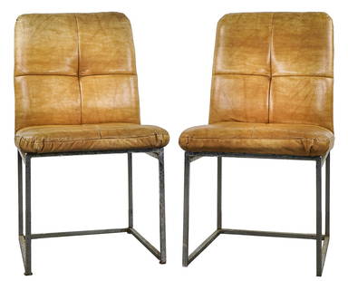 Cal-Style Furniture Leather and Steel side chairs: Cal-Style Furniture leather and steel side chairs 32 x 18 x 22" 17" to seat.