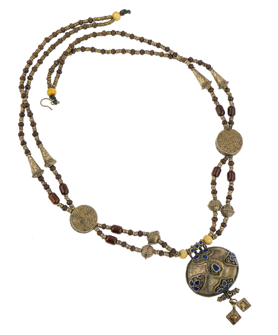 Antique Asian Silver & Hardstone Cuff & Necklace (1 of 4)