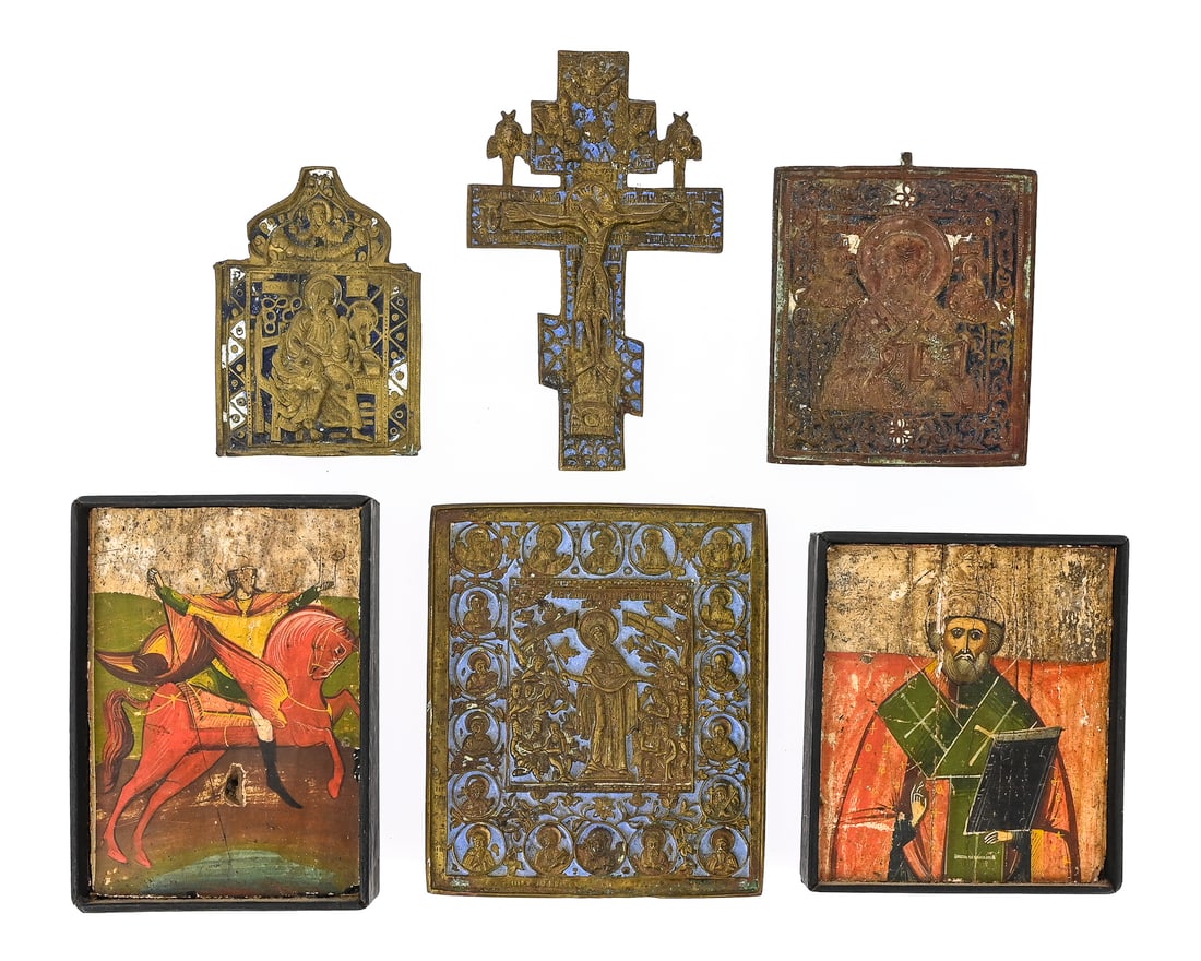 19th c Russian Orthodox Brass Icons (1 of 13)