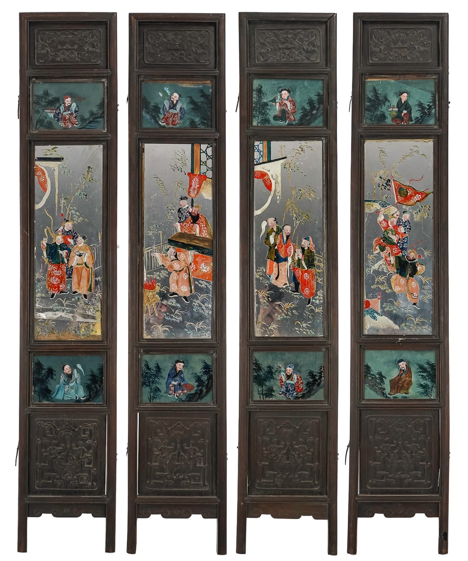 Chinese Four Section Screen with Glass Panels (1 of 16)