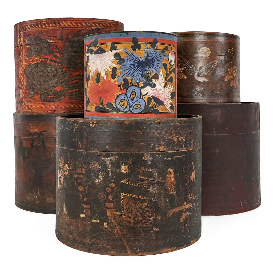 Chinese Wooden Hat Boxes (1 of 7)