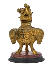 19th c French Figural Gilt Bronze Inkwell
