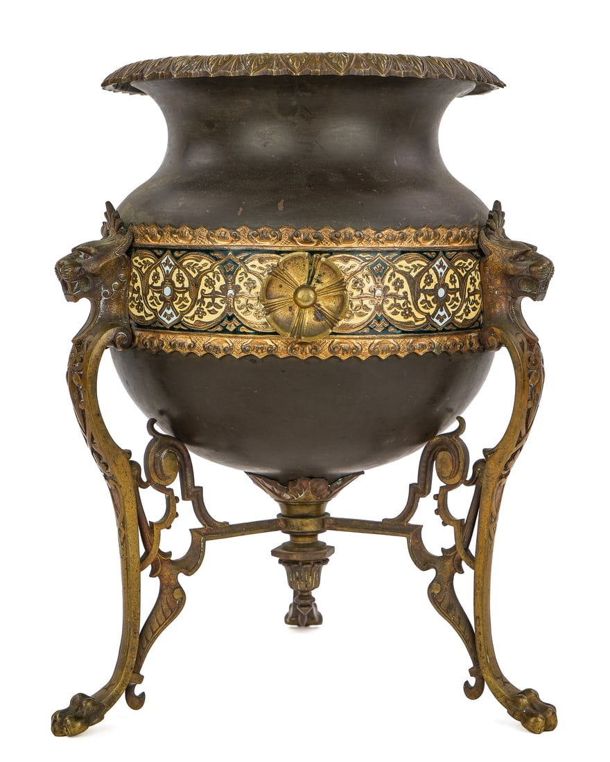 19th c French Gilt Brass and Champleve Enamel Urn (1 of 6)