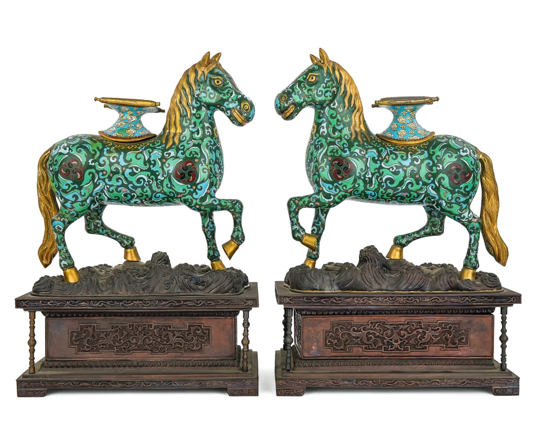 Pair of Chinese Cloisonne Horse Sculptures (1 of 7)