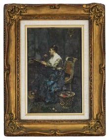 Frederico Jimenez y Fernandez (SP 1841-1931) Interior with a lady