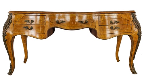 French Louis XV style Inlaid fruitwood Bureau Plat Desk