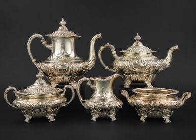 Gorham Repousse Sterling 5 pc. Tea Service