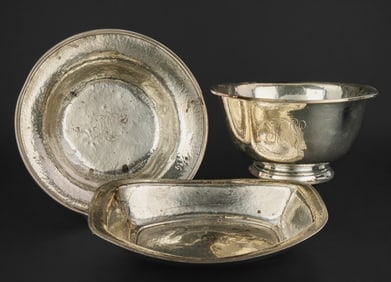 3 Hammered Finish Sterling Serving Bowls
