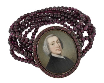18th c Georgian Miniature & Garnet Bracelet