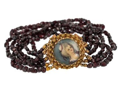 18th c Miniature & Garnet Bracelet