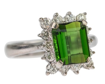 4 CT Tourmaline & Diamond Ring