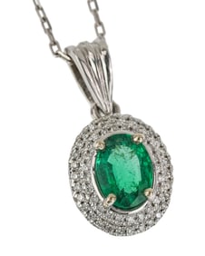 14k, Emerald, & Diamond Pendant.