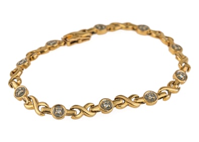 14k Yellow gold & Diamond Tennis Bracelet