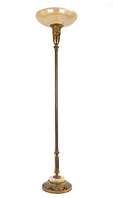 Mid 20th c Gilt Brass & Onyx Floor Lamp