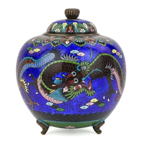 Japanese Meiji Cloisonne Enamel Jar