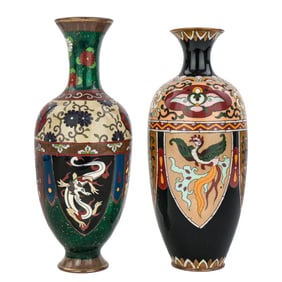 Japanese Meiji Cloisonne Enamel Vases